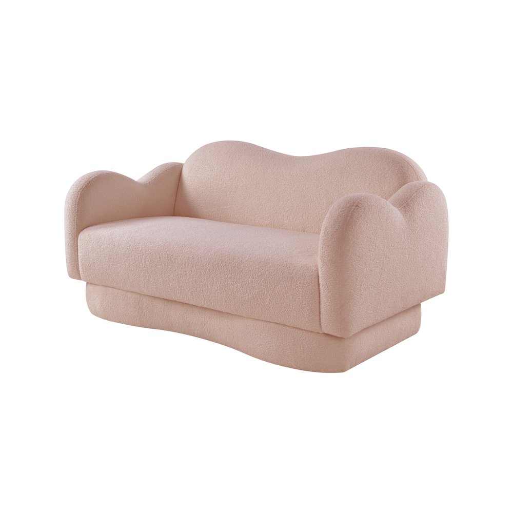 Bloom Pink Teddy Fabric Loveseat