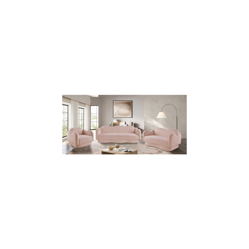 Bloom Pink Teddy Fabric Loveseat