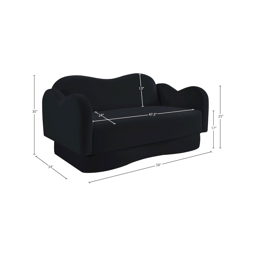 Bloom Black Velvet Loveseat