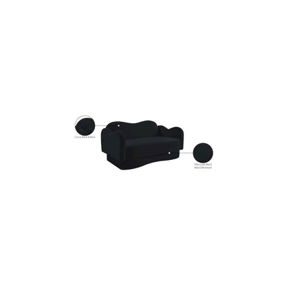 Bloom Black Velvet Loveseat