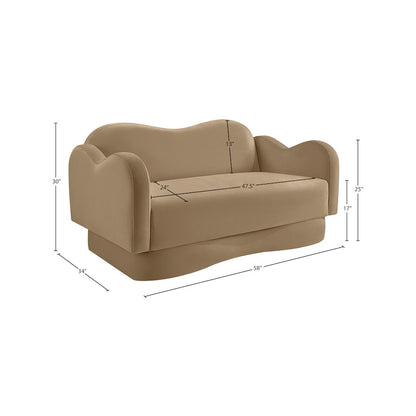Bloom Camel Velvet Loveseat