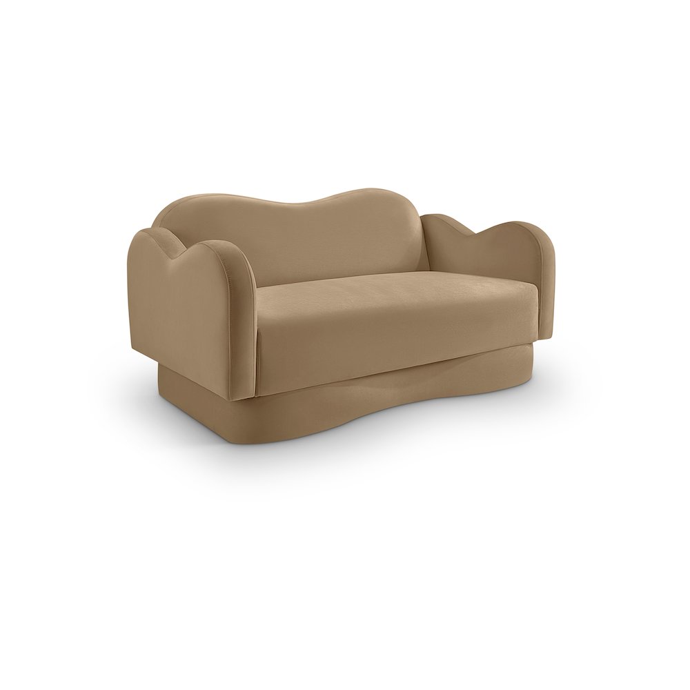 Bloom Camel Velvet Loveseat