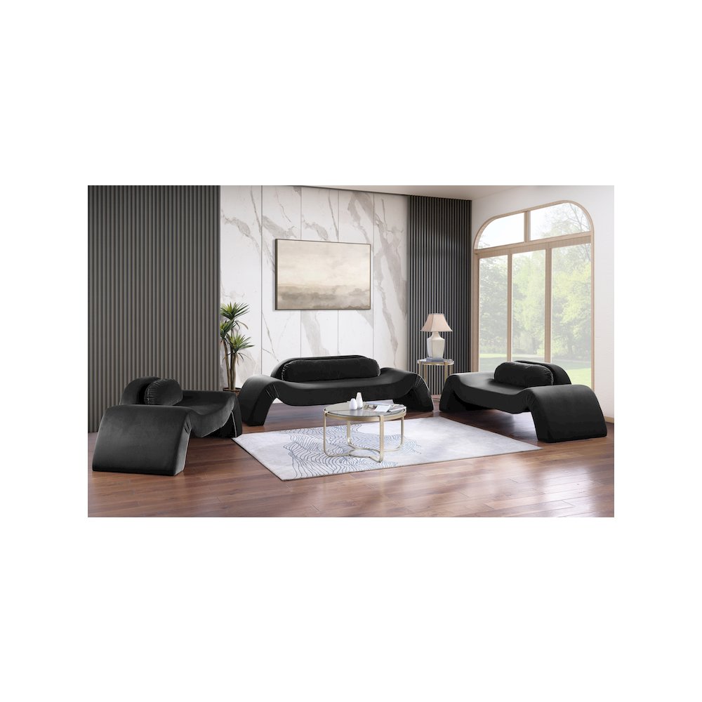 Austin Black Velvet Loveseat