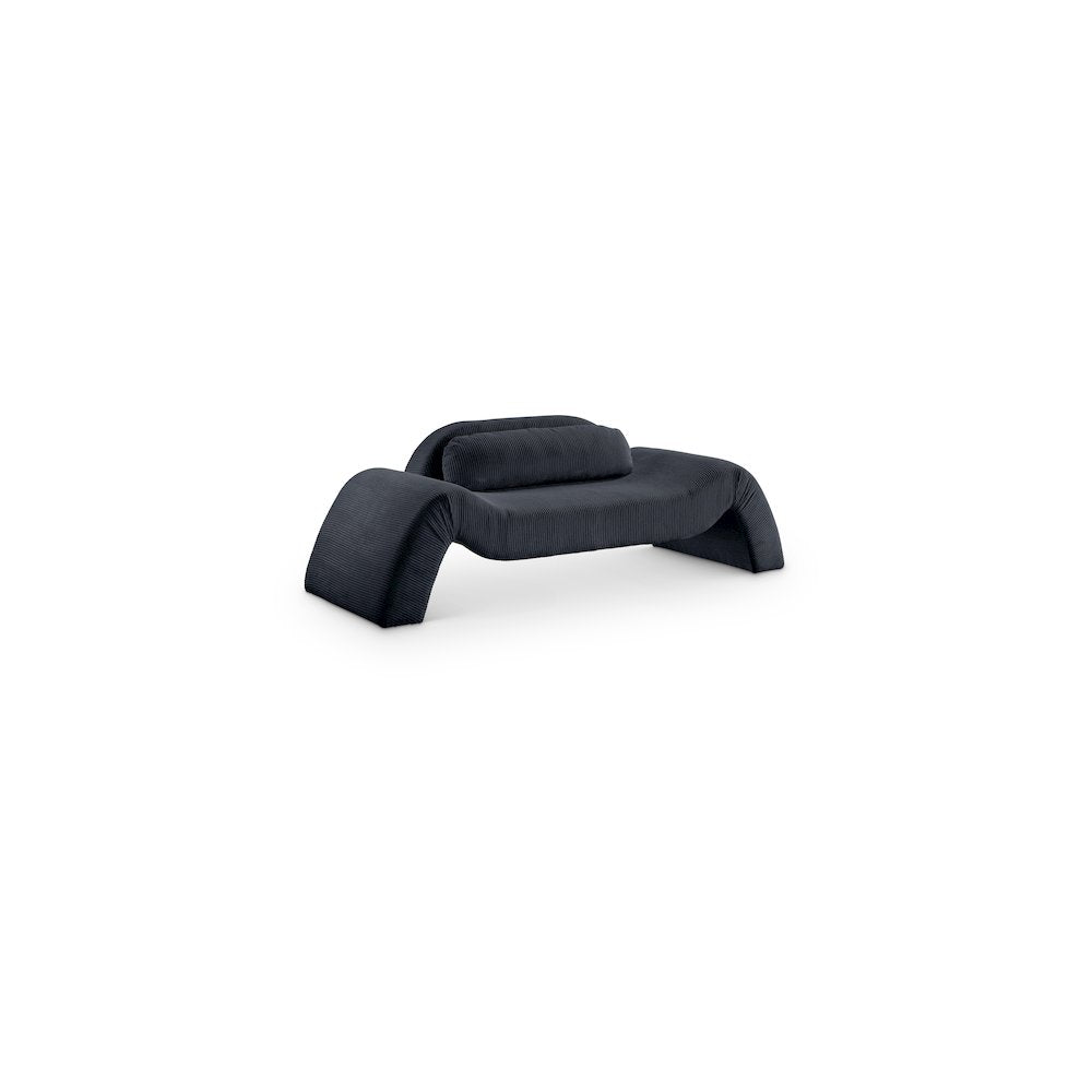 Austin Black Corduroy Fabric Loveseat