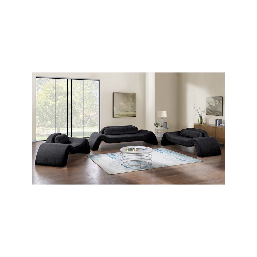 Austin Black Corduroy Fabric Loveseat