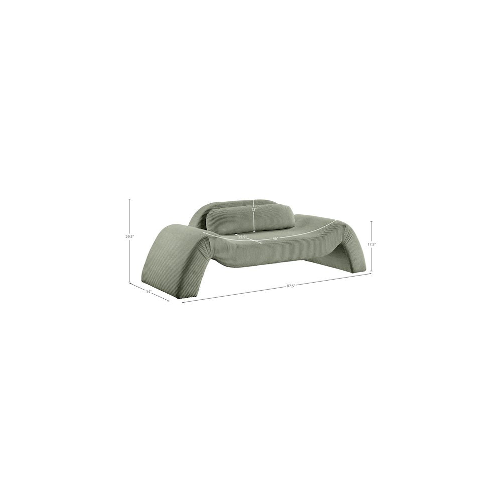 Austin Green Corduroy Fabric Loveseat