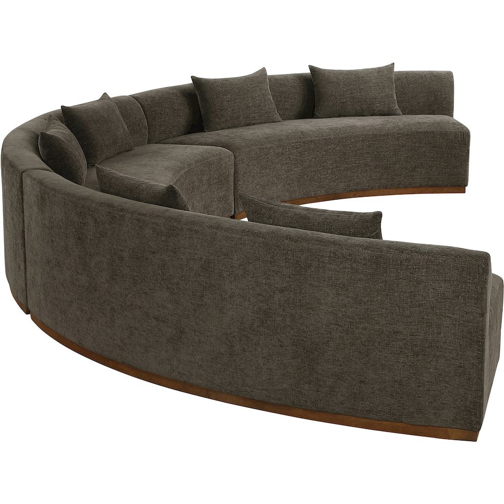 Avanti 221.25" Brown Chenille Fabric Upholstered 3pc. Modular Sectional
