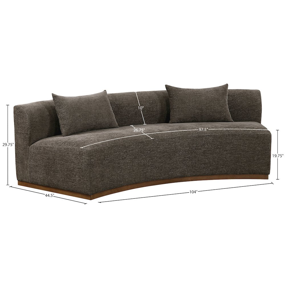 Avanti 104" Brown Chenille Fabric Upholstered Sofa