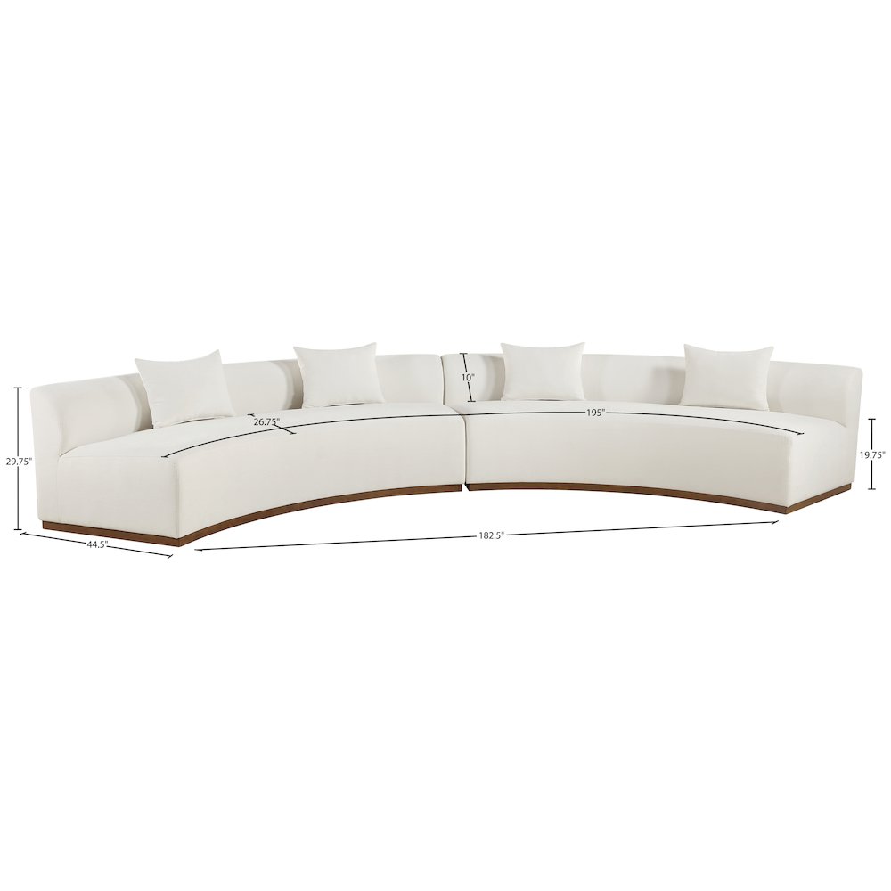 Avanti 182.5" Cream Chenille Fabric Upholstered 2pc. Modular Sectional