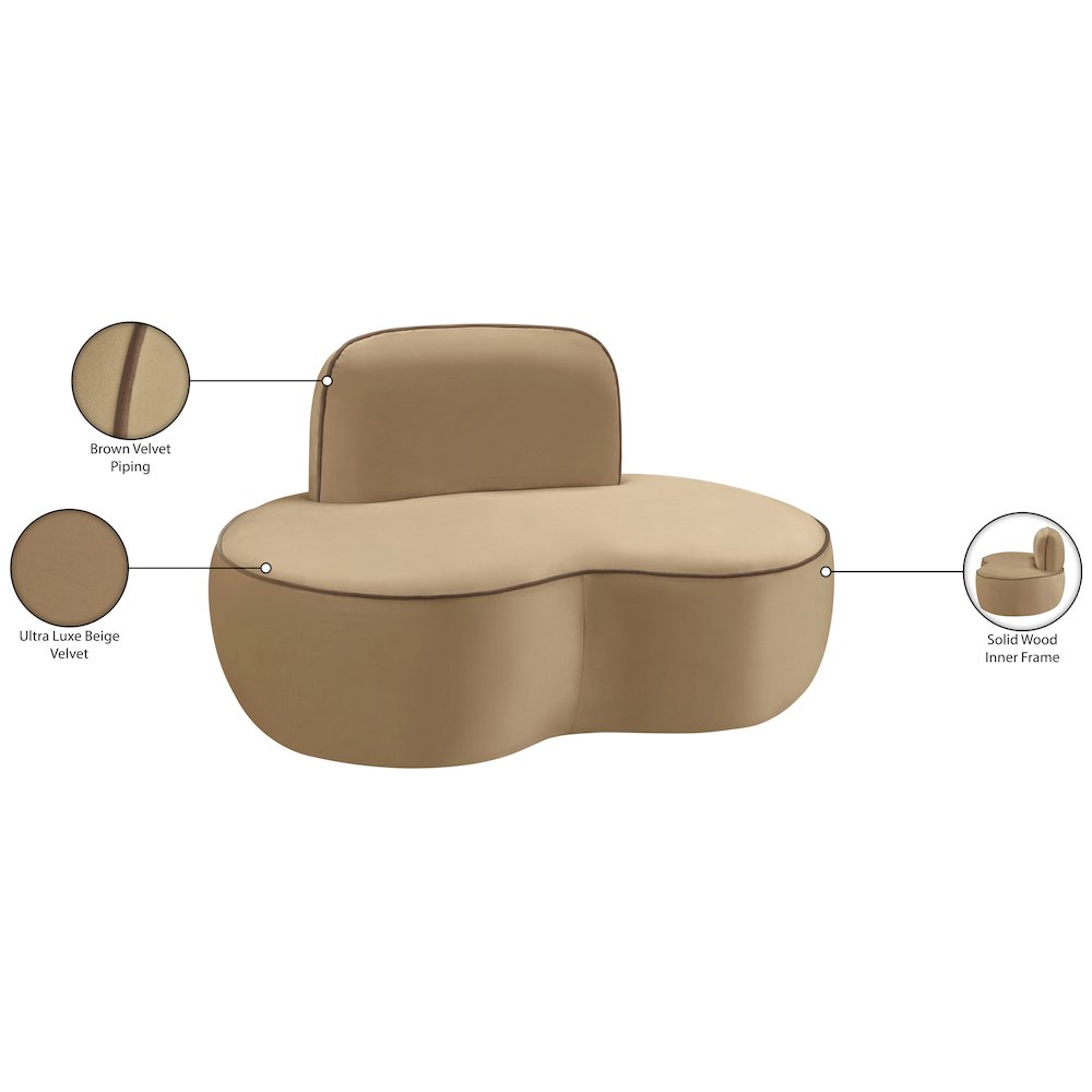 Swerve Beige Velvet Upholstered Chair