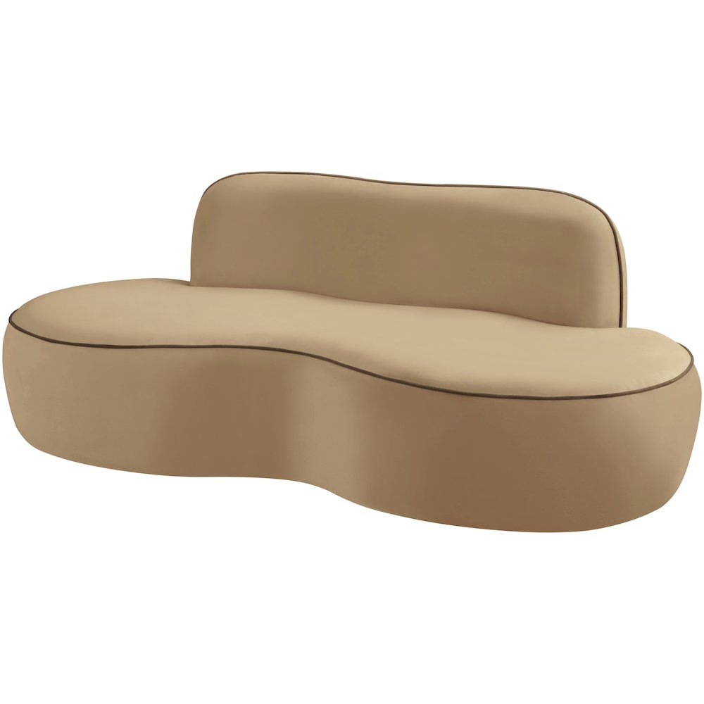 Swerve 77" Beige Velvet Upholstered Loveseat