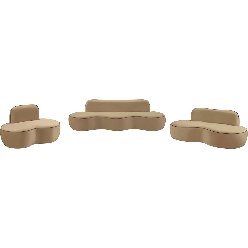Swerve 100" Beige Velvet Upholstered Sofa