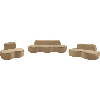 Swerve 100" Beige Velvet Upholstered Sofa