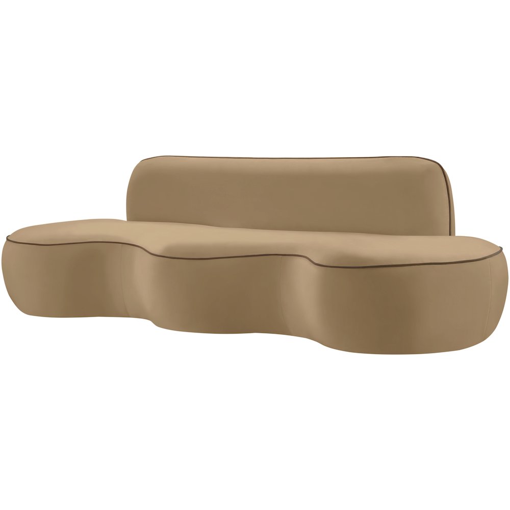 Swerve 100" Beige Velvet Upholstered Sofa