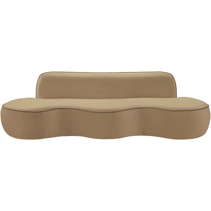Swerve 100" Beige Velvet Upholstered Sofa