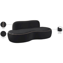 Swerve 77" Black Velvet Upholstered Loveseat