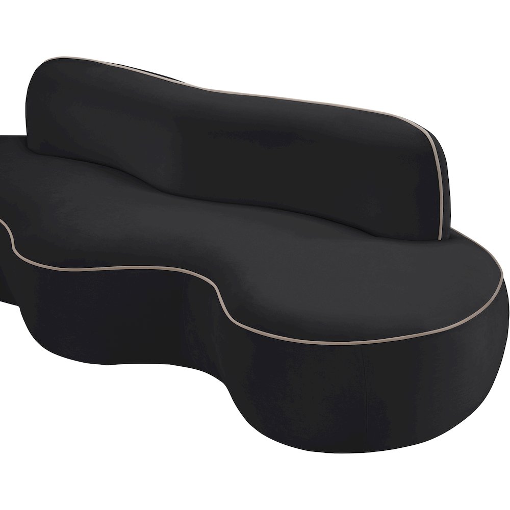 Swerve 100" Black Velvet Upholstered Sofa