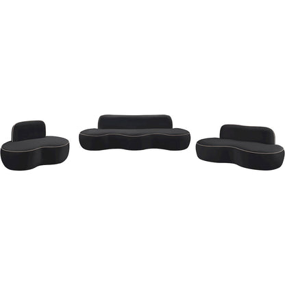 Swerve 100" Black Velvet Upholstered Sofa