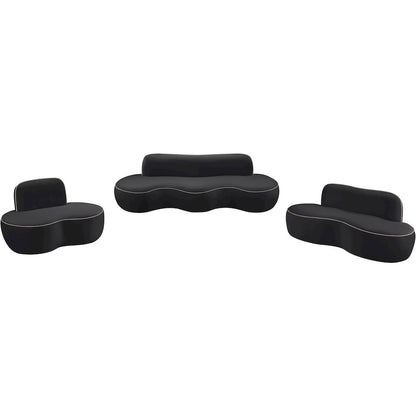 Swerve 100" Black Velvet Upholstered Sofa