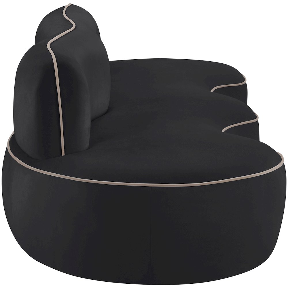 Swerve 100" Black Velvet Upholstered Sofa