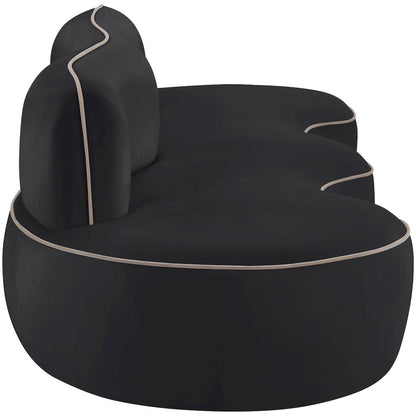 Swerve 100" Black Velvet Upholstered Sofa