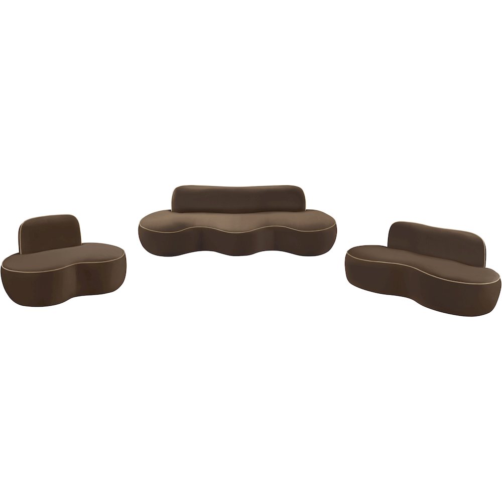 Swerve 77" Brown Velvet Upholstered Loveseat