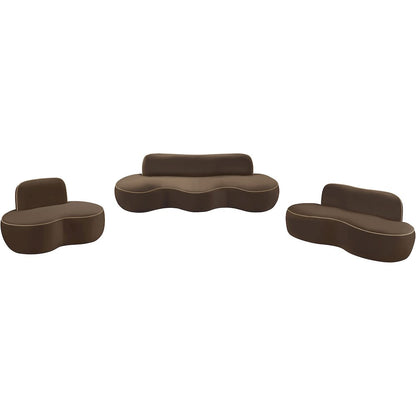 Swerve 77" Brown Velvet Upholstered Loveseat