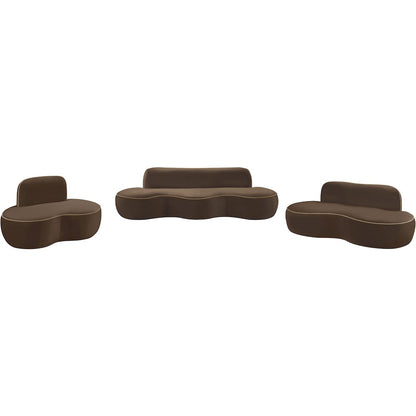 Swerve 100" Brown Velvet Upholstered Sofa