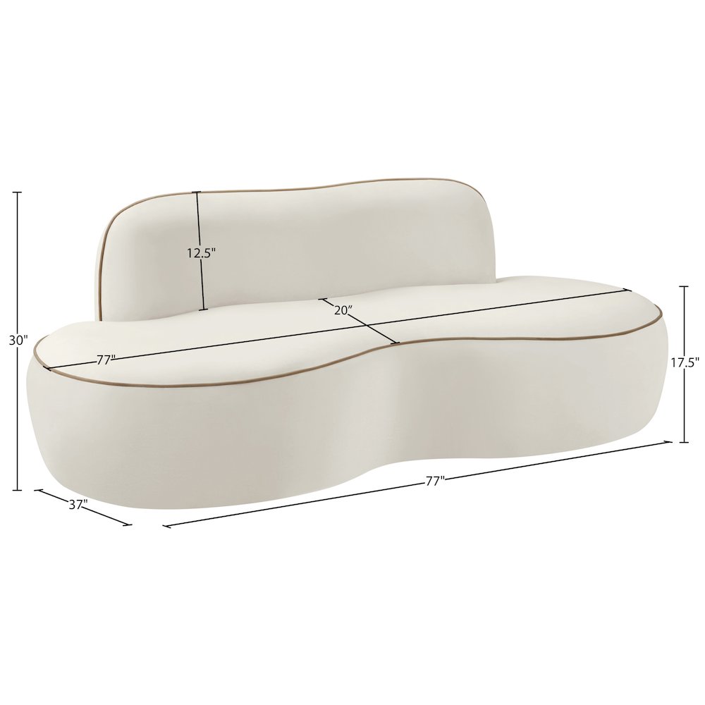 Swerve 77" Cream Velvet Upholstered Loveseat