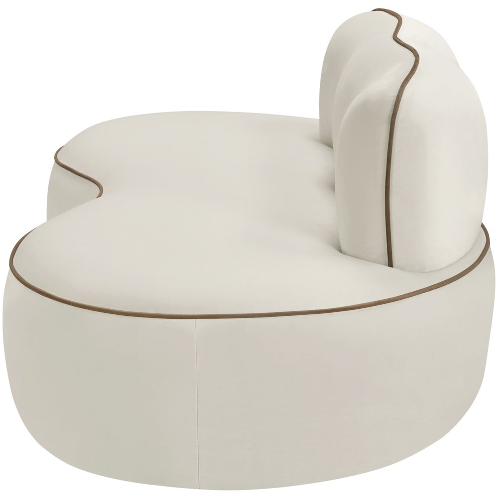Swerve 77" Cream Velvet Upholstered Loveseat
