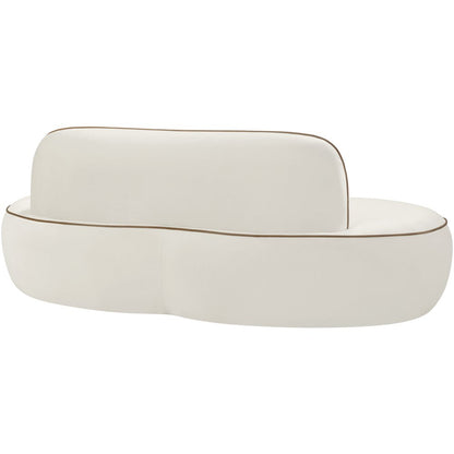 Swerve 77" Cream Velvet Upholstered Loveseat