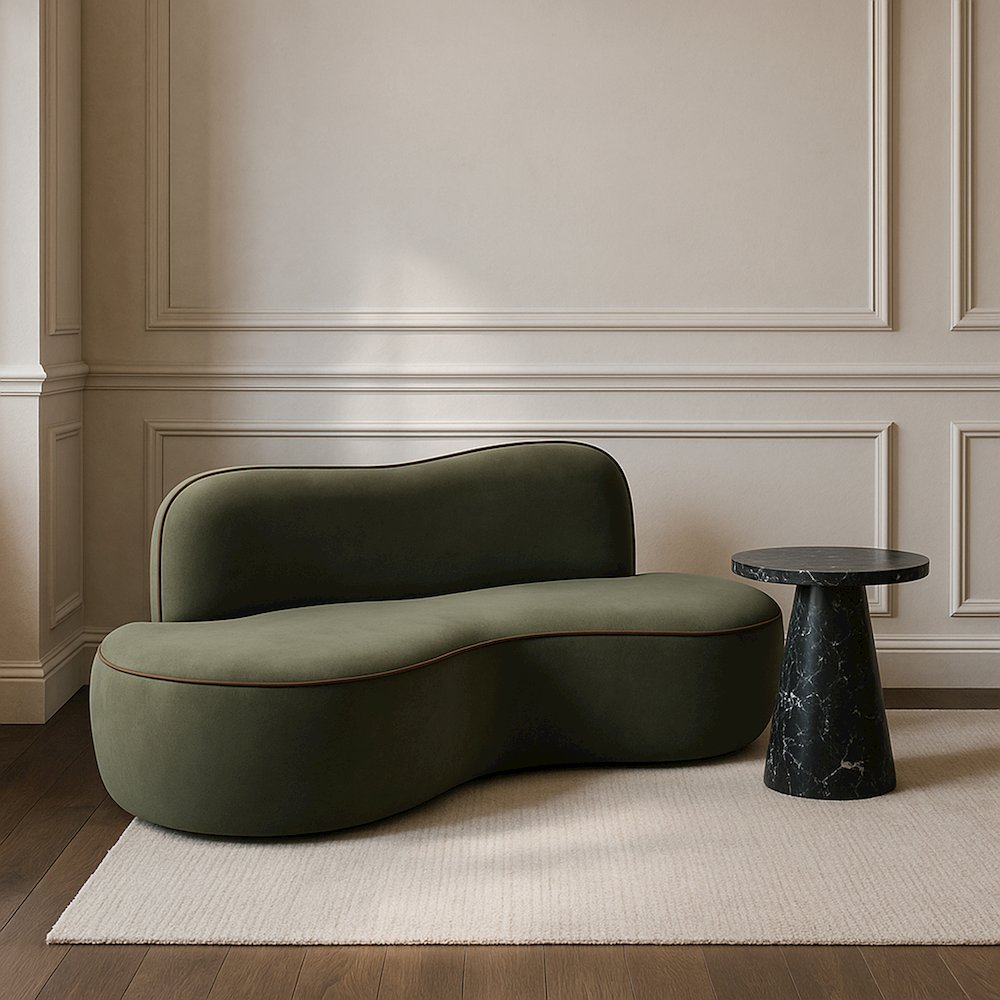Swerve 77" Green Velvet Upholstered Loveseat