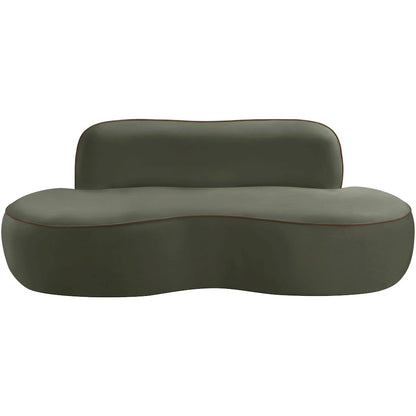 Swerve 77" Green Velvet Upholstered Loveseat