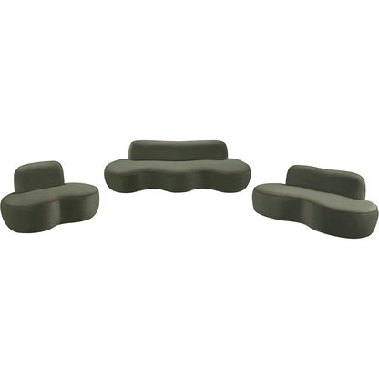Swerve 100" Green Velvet Upholstered Sofa