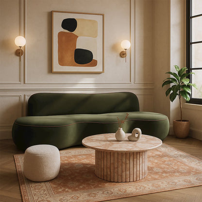 Swerve 100" Green Velvet Upholstered Sofa