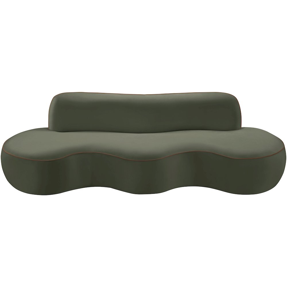 Swerve 100" Green Velvet Upholstered Sofa