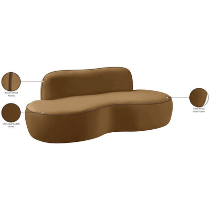 Swerve 77" Saddle Velvet Upholstered Loveseat