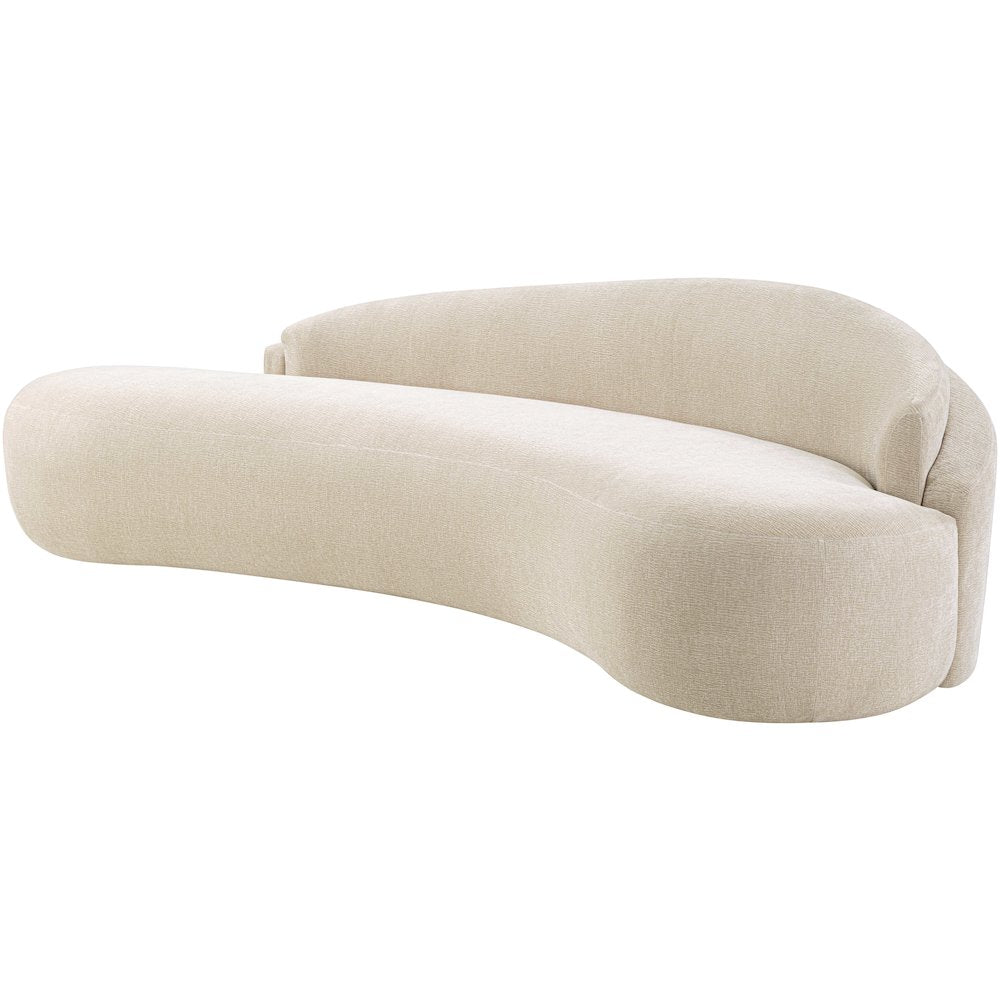 Caspian 101" Beige Chenille Fabric Upholstered Sofa