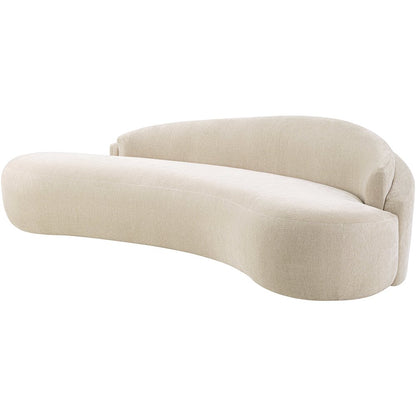 Caspian 101" Beige Chenille Fabric Upholstered Sofa