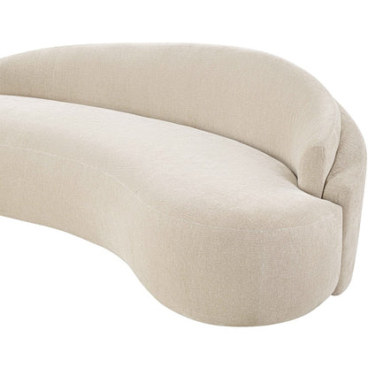 Caspian 101" Beige Chenille Fabric Upholstered Sofa