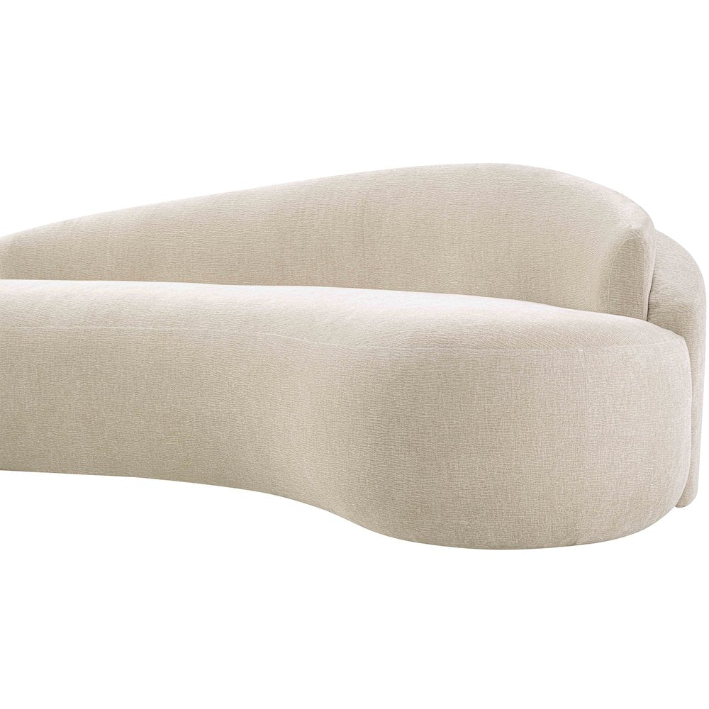 Caspian 101" Beige Chenille Fabric Upholstered Sofa