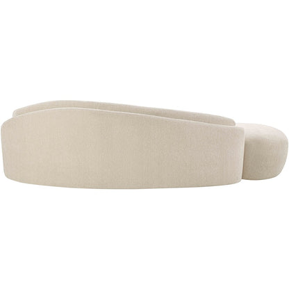 Caspian 101" Beige Chenille Fabric Upholstered Sofa