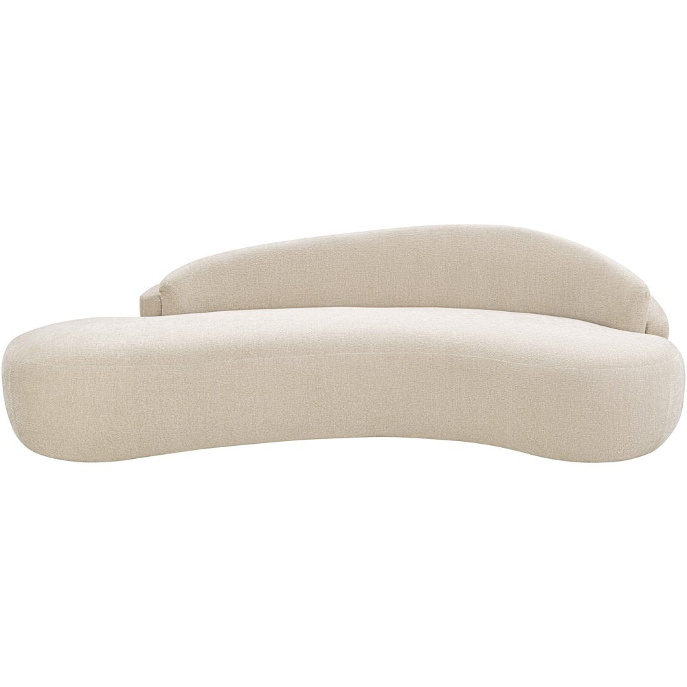 Caspian 101" Beige Chenille Fabric Upholstered Sofa