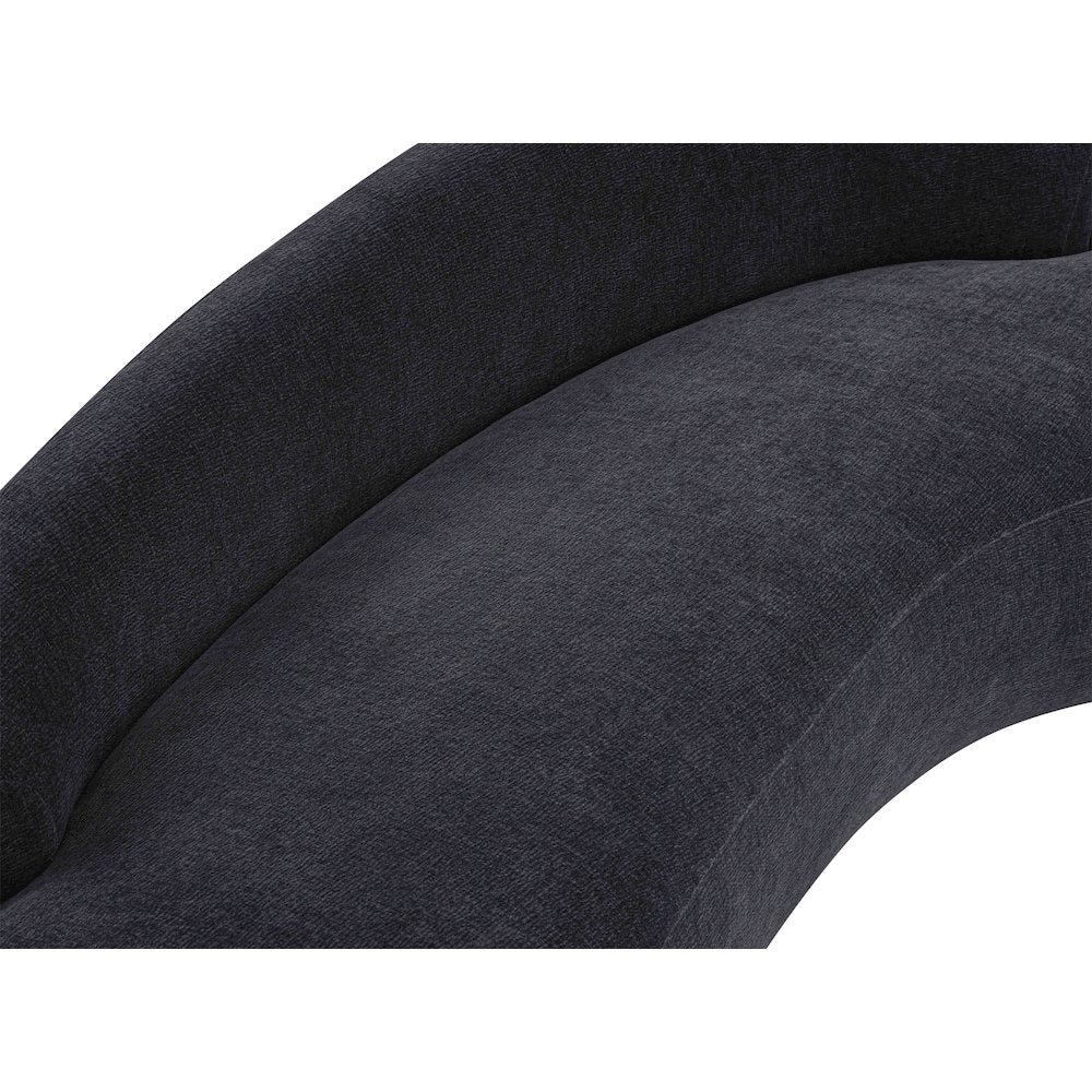 Caspian 79" Black Chenille Fabric Upholstered Loveseat