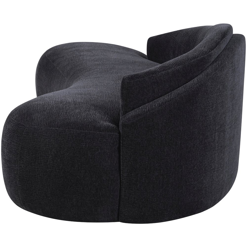 Caspian 101" Black Chenille Fabric Upholstered Sofa