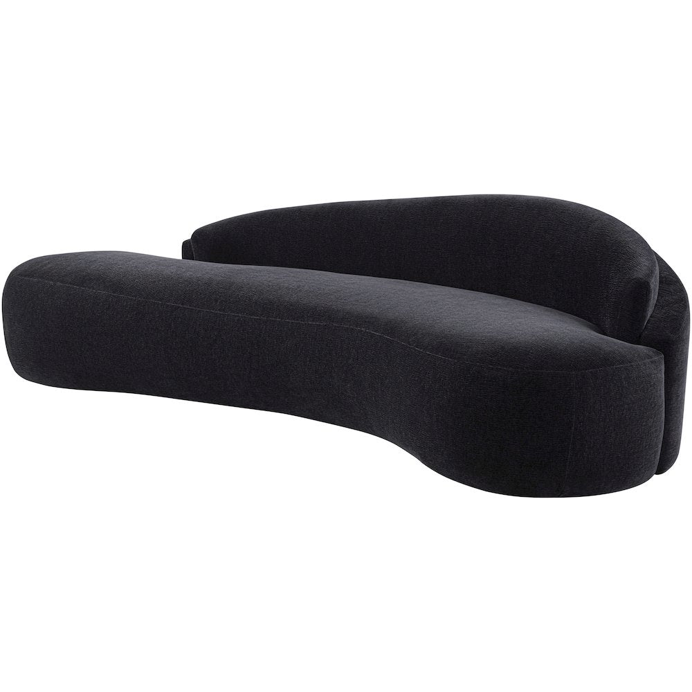 Caspian 101" Black Chenille Fabric Upholstered Sofa