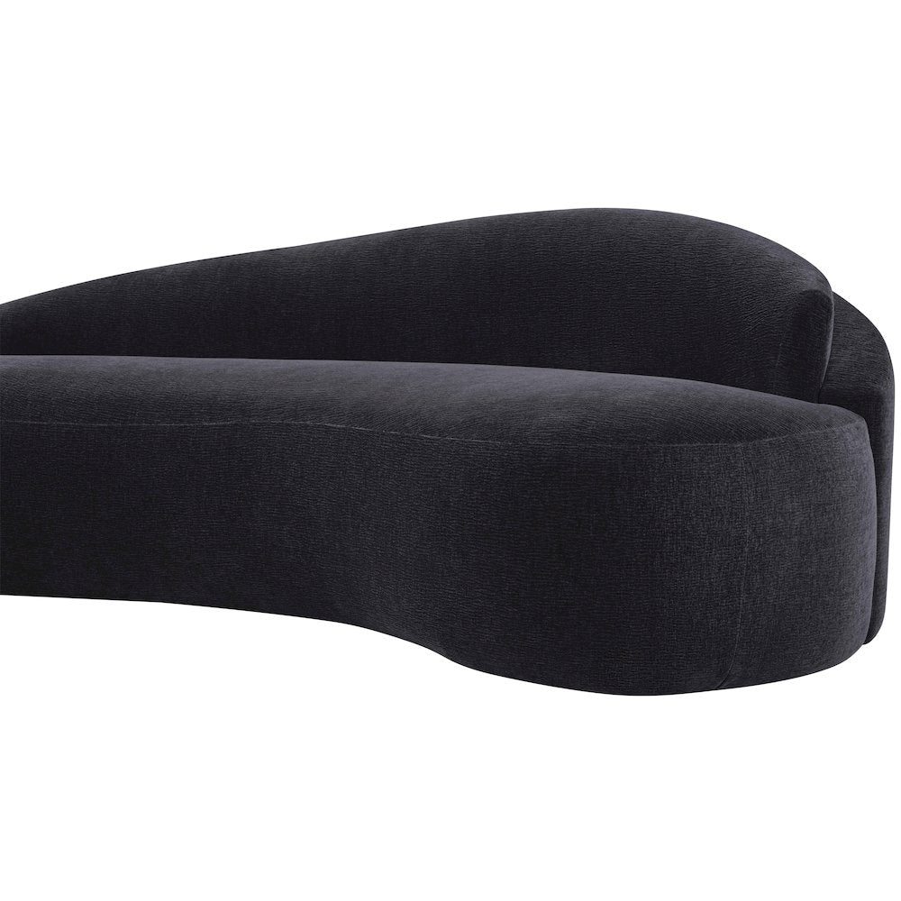 Caspian 101" Black Chenille Fabric Upholstered Sofa