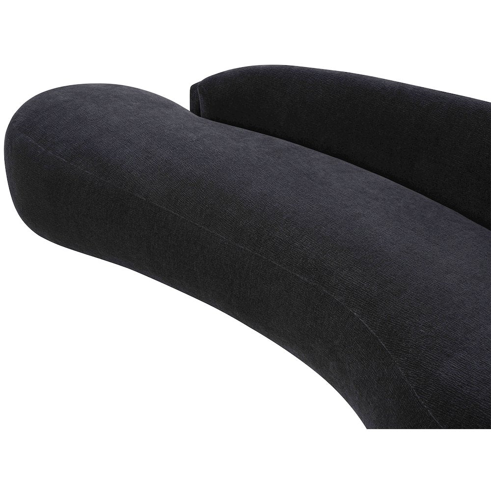 Caspian 101" Black Chenille Fabric Upholstered Sofa