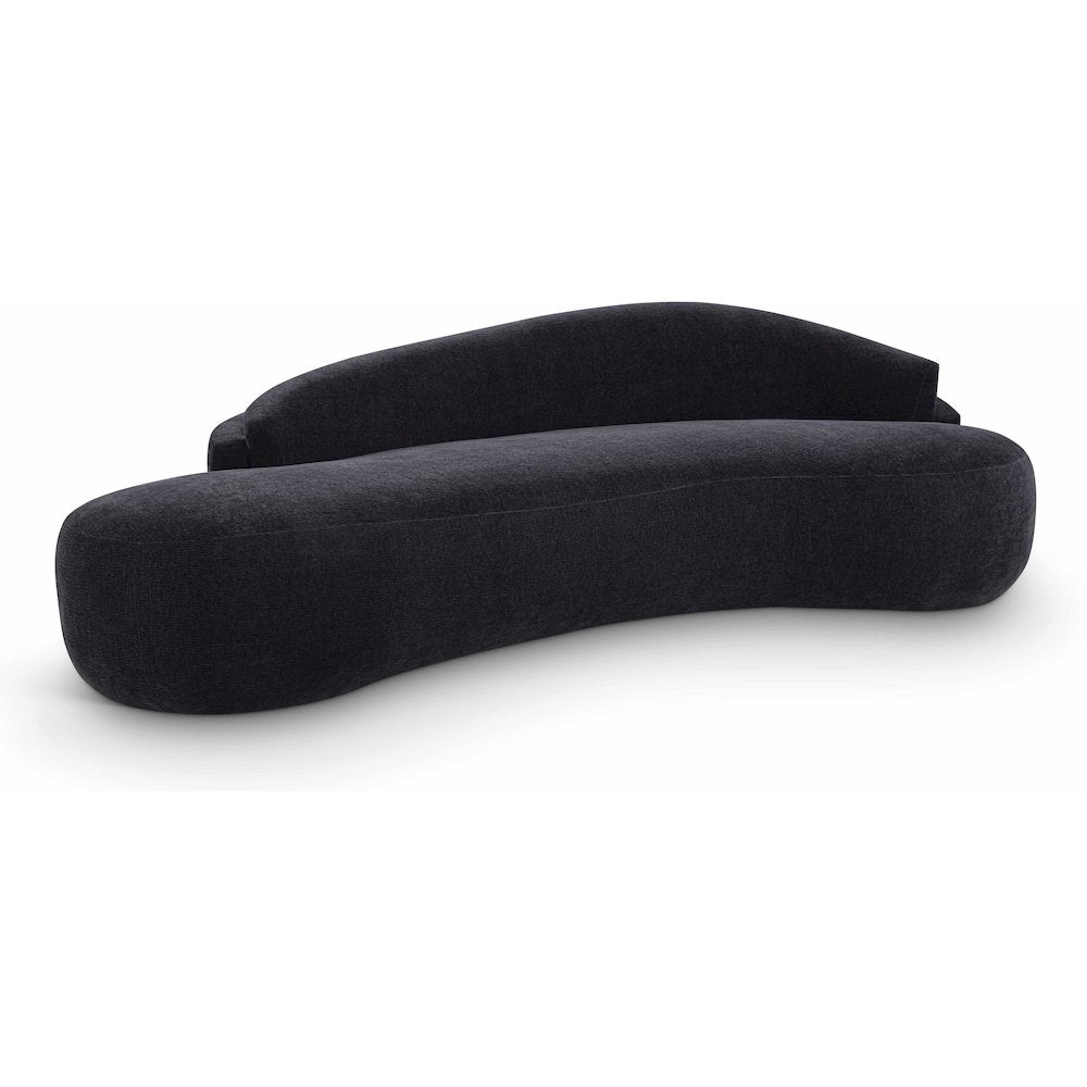 Caspian 101" Black Chenille Fabric Upholstered Sofa