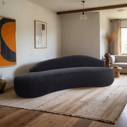 Caspian 101" Black Chenille Fabric Upholstered Sofa
